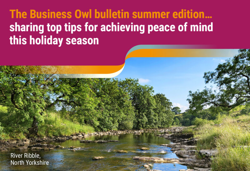The Business Owl bulletin summer 2022 edition… Sharing top tips for achieving piece of mind this holiday season